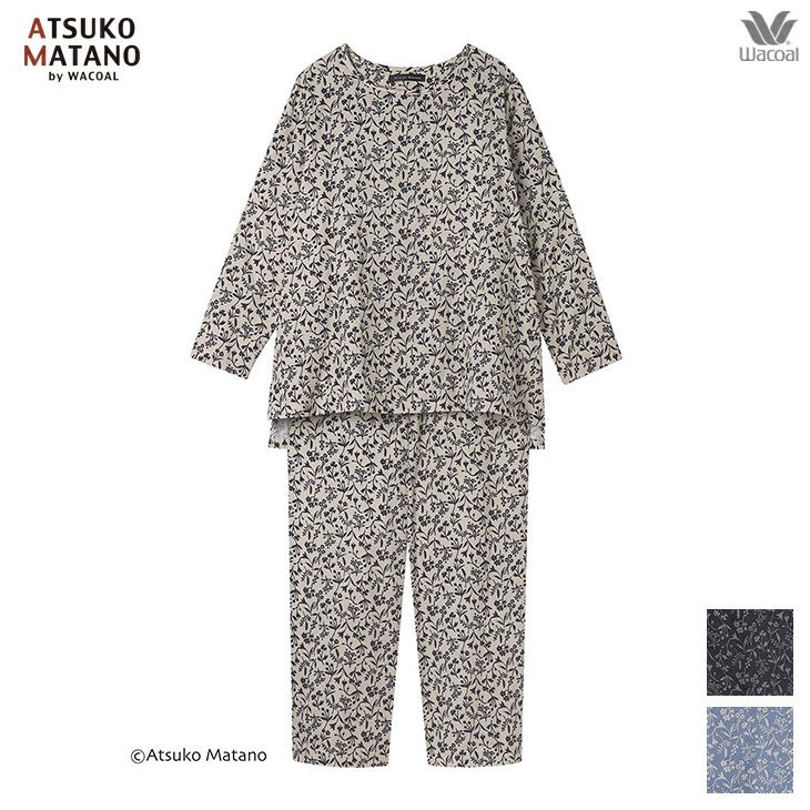 10%OFF マタノアツコ ワコール wacoal パジャマ ルームウェア ナイトウェア 寝間着 部屋着 レディース 長袖 草木のモチーフ hdx507