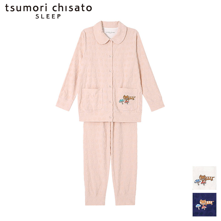 ツモリチサト tsumori chisato ワコール パジャマ ルームウェア 部屋着 ナイトウェア 長袖長ズボン ボタンタイプ 前開き UDX556 ドット柄 ツモリチサトスリープ 日本製 国産