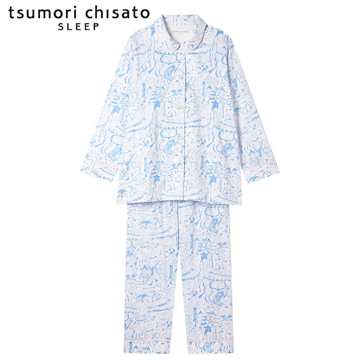 ツモリチサト tsumori chisato ワコール wacoal パジャマ ルームウェア 部屋着 長袖 サテン 森の惑星に住む動物 ツモリチサトスリープ 寝間着 秋冬 UDX561