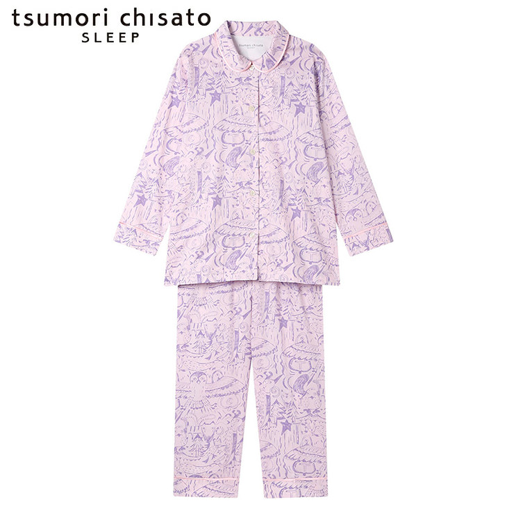 ツモリチサト tsumori chisato ワコール wacoal パジャマ ルームウェア 部屋着 長袖 サテン 森の惑星に住む動物 ツモリチサトスリープ 寝間着 秋冬 UDX561