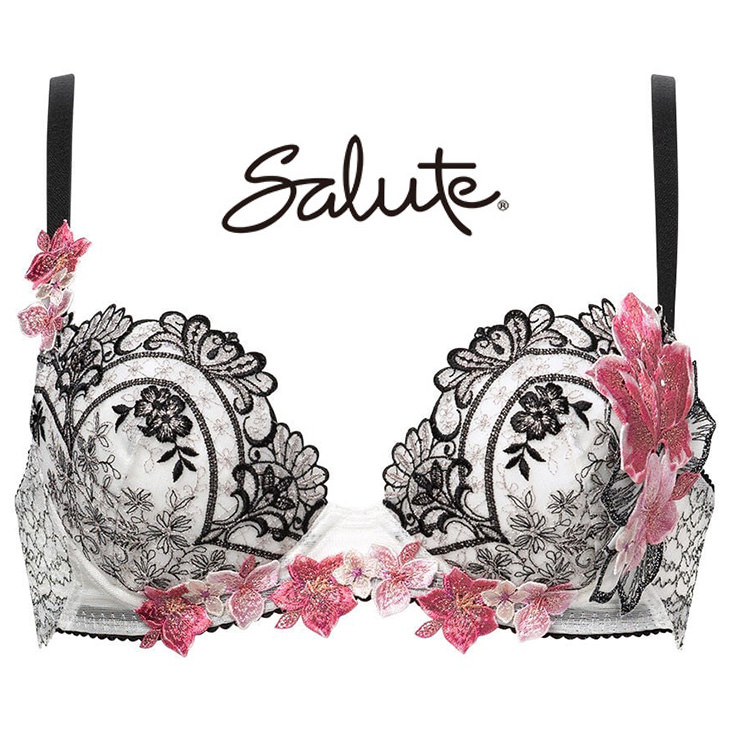 サルート Salute ブラジャー プッシュアップブラ 3/4 BCカップブラ 下着 ランジェリー ワコール Wacoal 花柄 フラワー柄 スワロフスキー セクシー 13シリーズ BTJ413