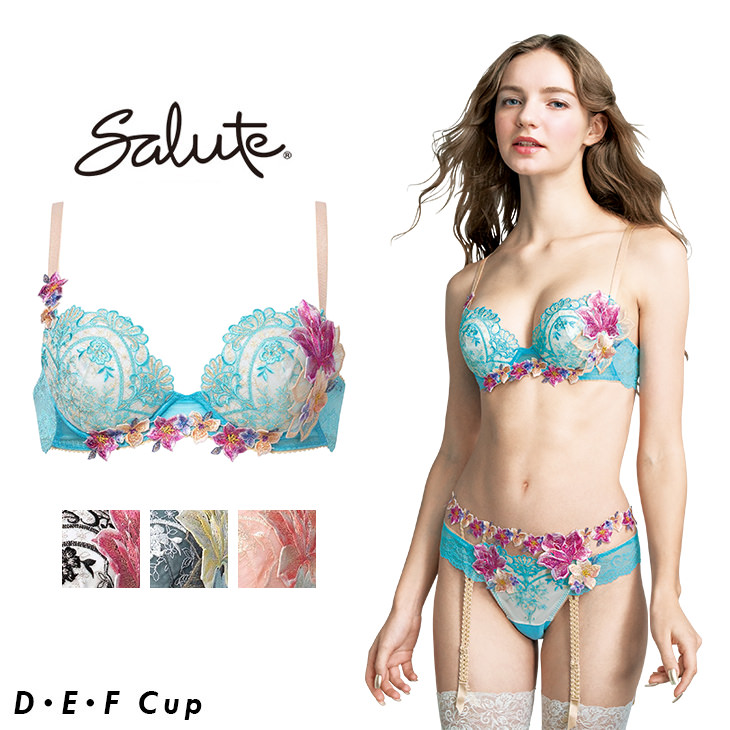 サルート Salute ブラジャー プッシュアップブラ 3/4 BCカップブラ 下着 ランジェリー ワコール Wacoal 花柄 フラワー柄 スワロフスキー セクシー 13シリーズ BTJ413