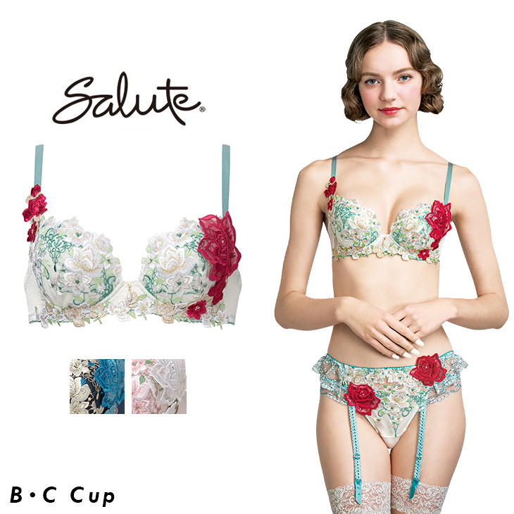 サルート Salute ブラジャー プッシュアップブラ 3/4 BCカップブラ 下着 ランジェリー ワコール Wacoal 花柄 フラワー柄 スワロフスキー セクシー 16シリーズ btj416