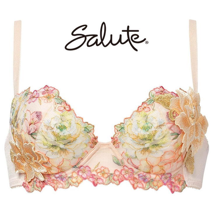 サルート Salute ブラジャー プッシュアップブラ 3/4 BCカップブラ 下着 ランジェリー ワコール Wacoal 花柄 フラワー柄 スワロフスキー セクシー 21シリーズ btj421