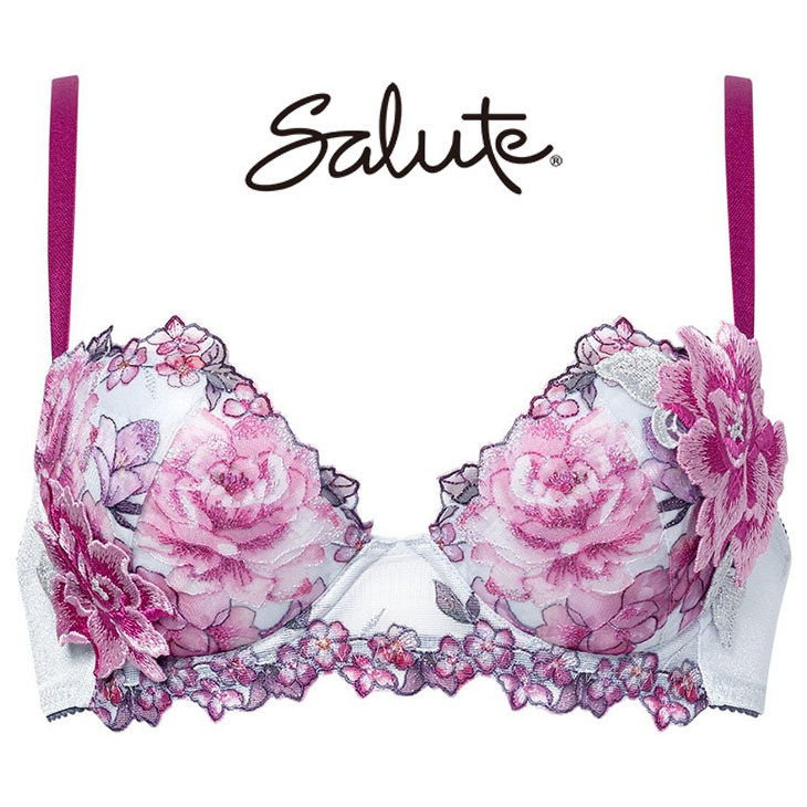 サルート Salute ブラジャー プッシュアップブラ 3/4 BCカップブラ 下着 ランジェリー ワコール Wacoal 花柄 フラワー柄 スワロフスキー セクシー 21シリーズ btj421