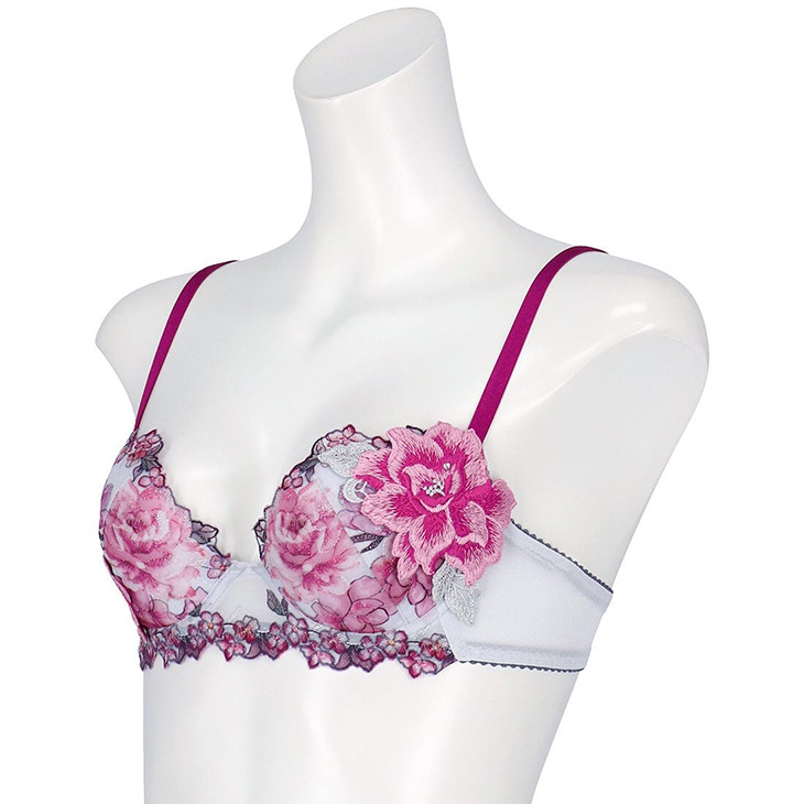 サルート Salute ブラジャー プッシュアップブラ 3/4 DEFカップブラ 下着 ランジェリー ワコール Wacoal 花柄 フラワー柄 スワロフスキー セクシー 21シリーズ btj421