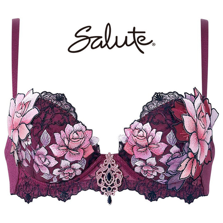 サルート Salute ブラジャー プッシュアップブラ 3/4 BCカップブラ 下着 ランジェリー ワコール Wacoal 花柄 アルフォンスミュシャ オンプリント セクシー 23シリーズ btj423