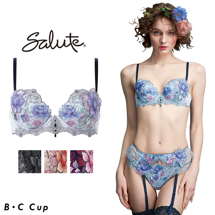 サルート Salute ブラジャー プッシュアップブラ 3/4 BCカップブラ 下着 ランジェリー ワコール Wacoal 花柄 アルフォンスミュシャ オンプリント セクシー 23シリーズ btj423