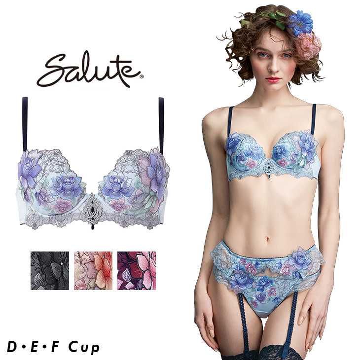 サルート Salute ブラジャー プッシュアップブラ 3/4 BCカップブラ 下着 ランジェリー ワコール Wacoal 花柄 アルフォンスミュシャ オンプリント セクシー 23シリーズ btj423