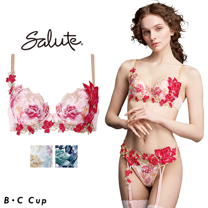 サルート Salute ブラジャー プッシュアップブラ 3/4 BCカップブラ 下着 ランジェリー ワコール Wacoal 花柄 サンドロ・ボッティチェッリオンプリント セクシー 26シリーズ btj426