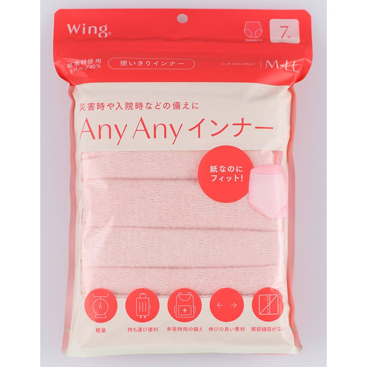 ワコール Wacoal Wing ウイング 使いきりショーツ 使い捨てパンツ 紙パンツ ANYANY 7枚セット 防災 災害 入院 旅行 出張 CW2000