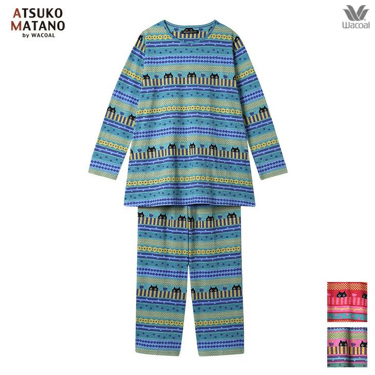 新品　ワコール Wacoal マタノアツコ 春夏　パジャマ 8分丈ズボン 黒猫 ATSUKO MATANO by WACOAL ワコール レディース マタノアツコ