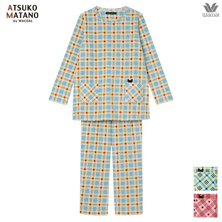 ワコール マタノアツコ チェックフリース ローブ 長袖 羽織り ルーム